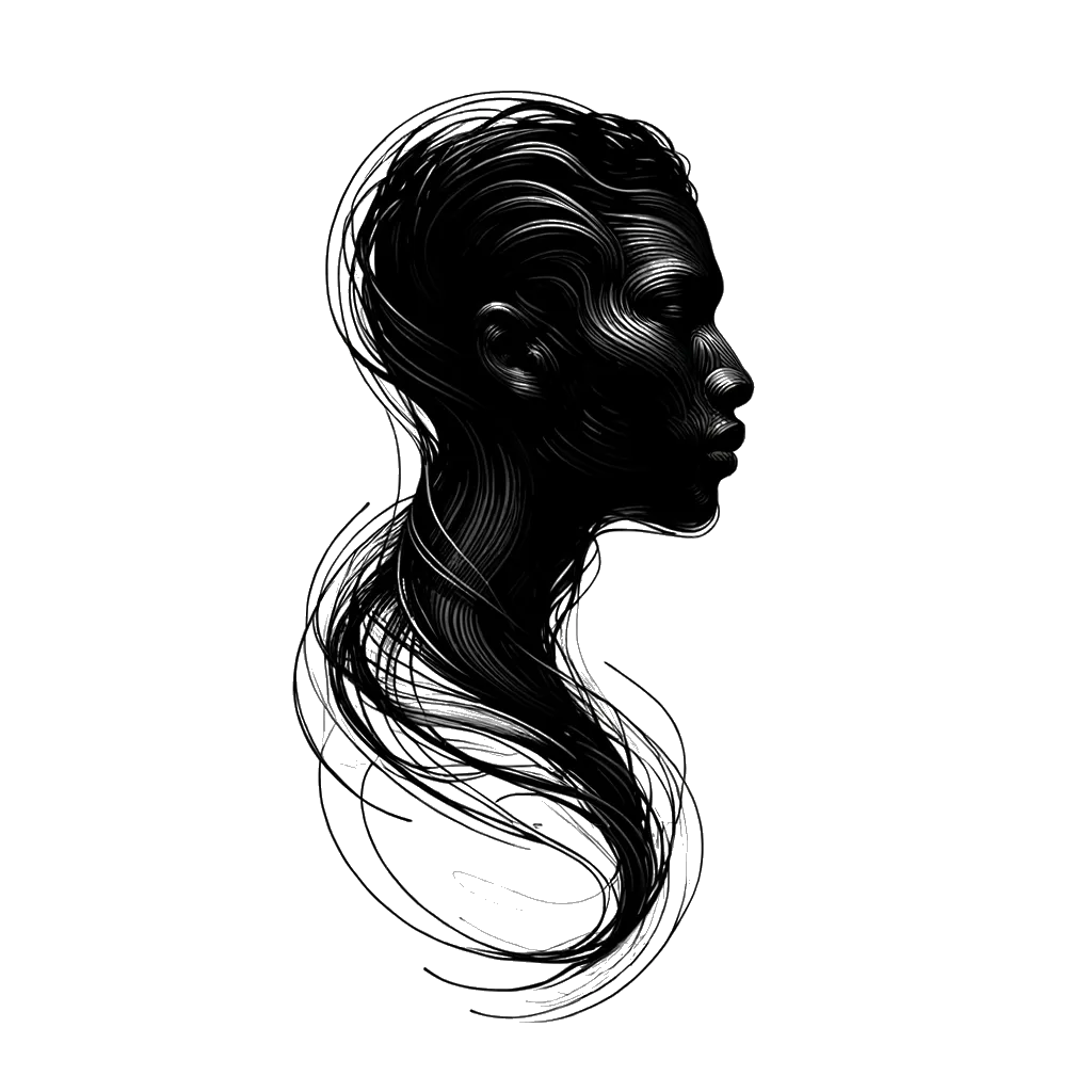 un dibujo de una persona con su espíritu representando el tema de Espíritu en blanco y negro.