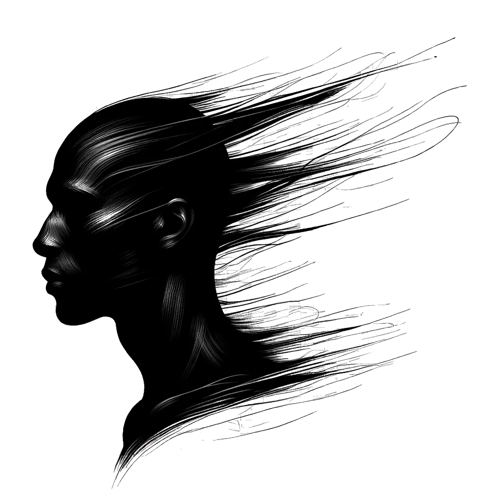 un dibujo de una persona con su espíritu representando el tema de Espíritus en blanco y negro.
