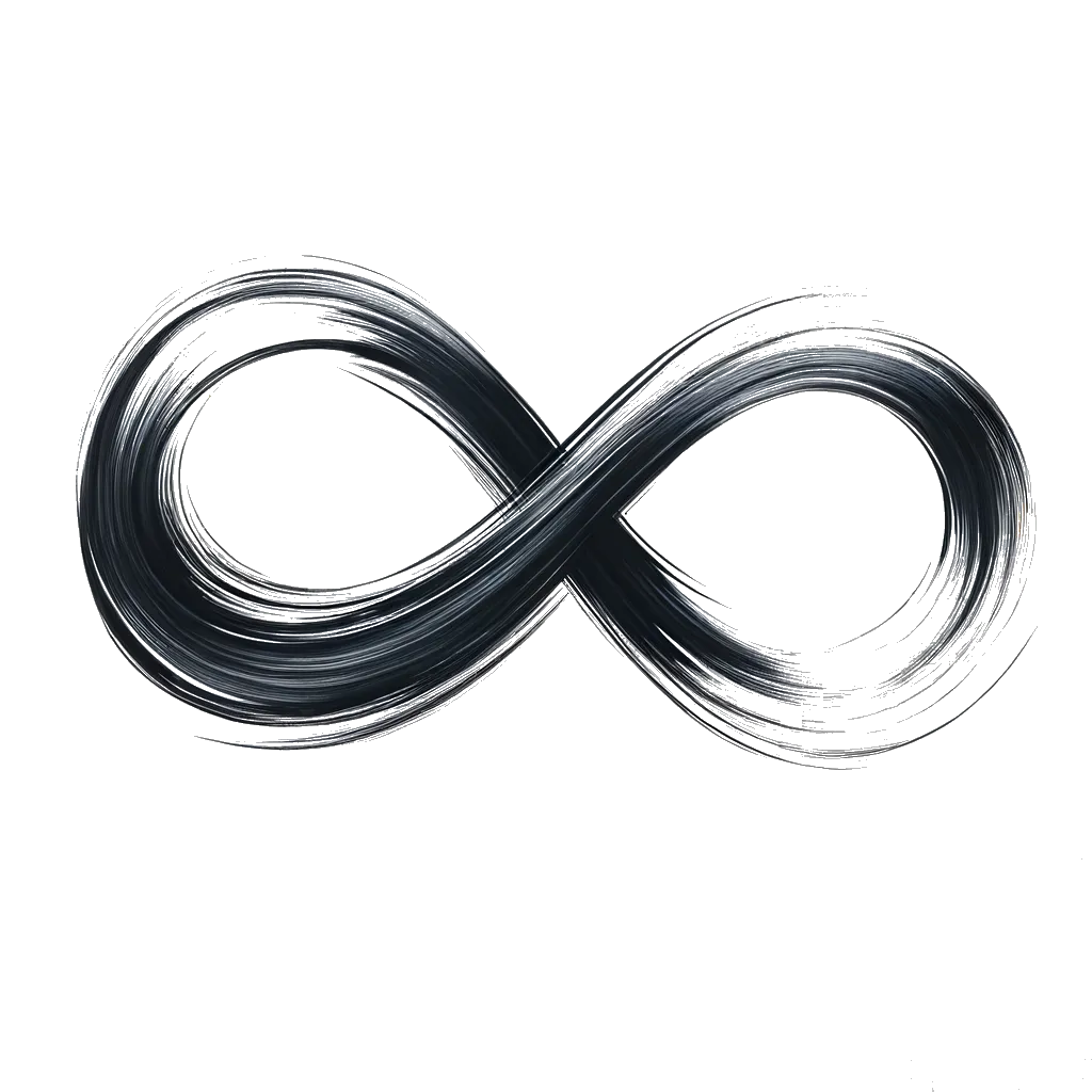un dibujo de un símbolo de infinito representando el tema de Eternidad en blanco y negro.