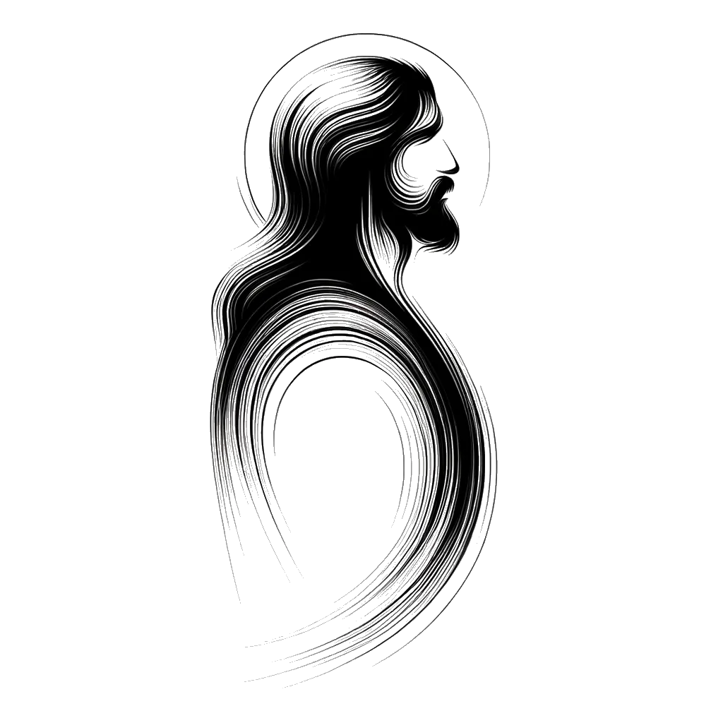 un dibujo de Jesús representando el tema de la exaltación. representando el tema de Exaltación en blanco y negro.