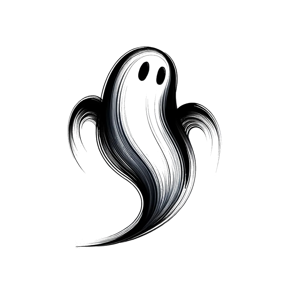 un dibujo de un fantasma representando el tema de Fantasmas en blanco y negro.