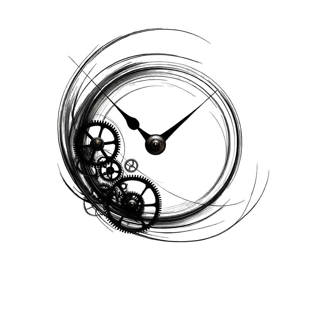 un dibujo de un reloj mecánico con engranajes a la vista representando el tema de Fiabilidad en blanco y negro.