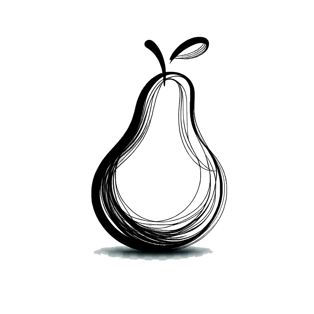 un dibujo de una pera representando el tema de Fruta en blanco y negro.