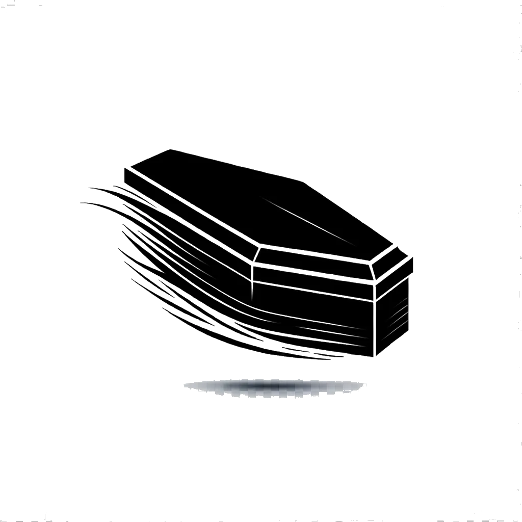 un dibujo de un ataúd en blanco y negro representando el tema de Funerales de Entierro en blanco y negro.