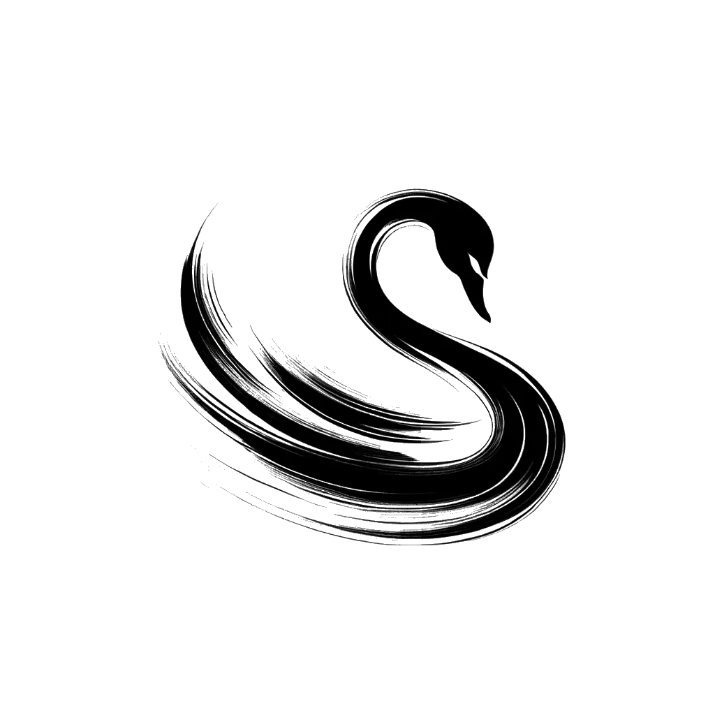 un dibujo de un cisne representando el tema de Gracia en blanco y negro.