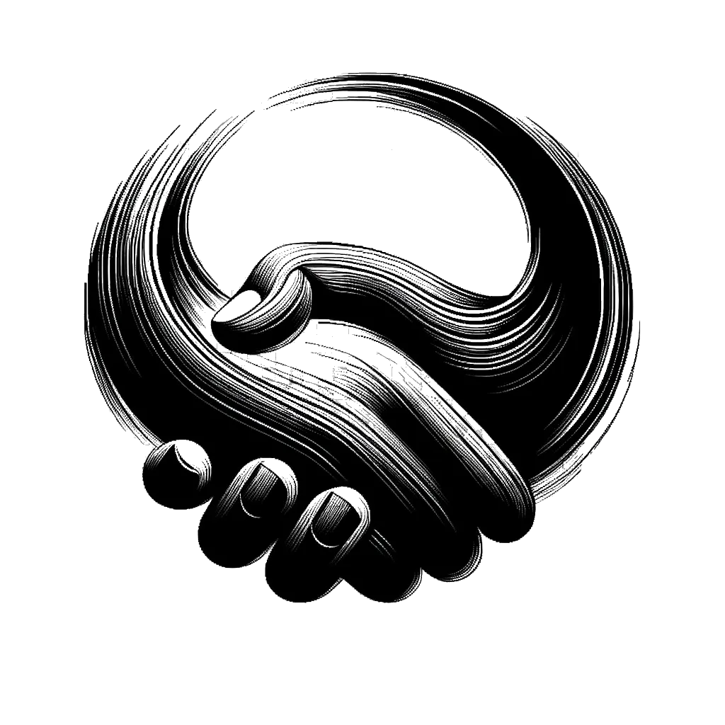 un dibujo de un apretón de manos representando el tema de Hacer Promesas en blanco y negro.