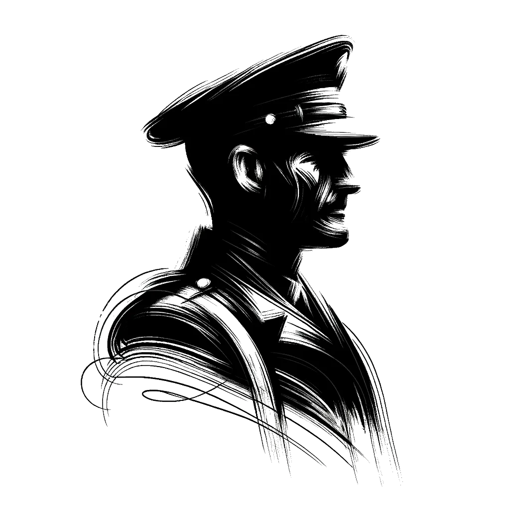 un dibujo de un marine estadounidense masculino representando el tema de Héroes en blanco y negro.