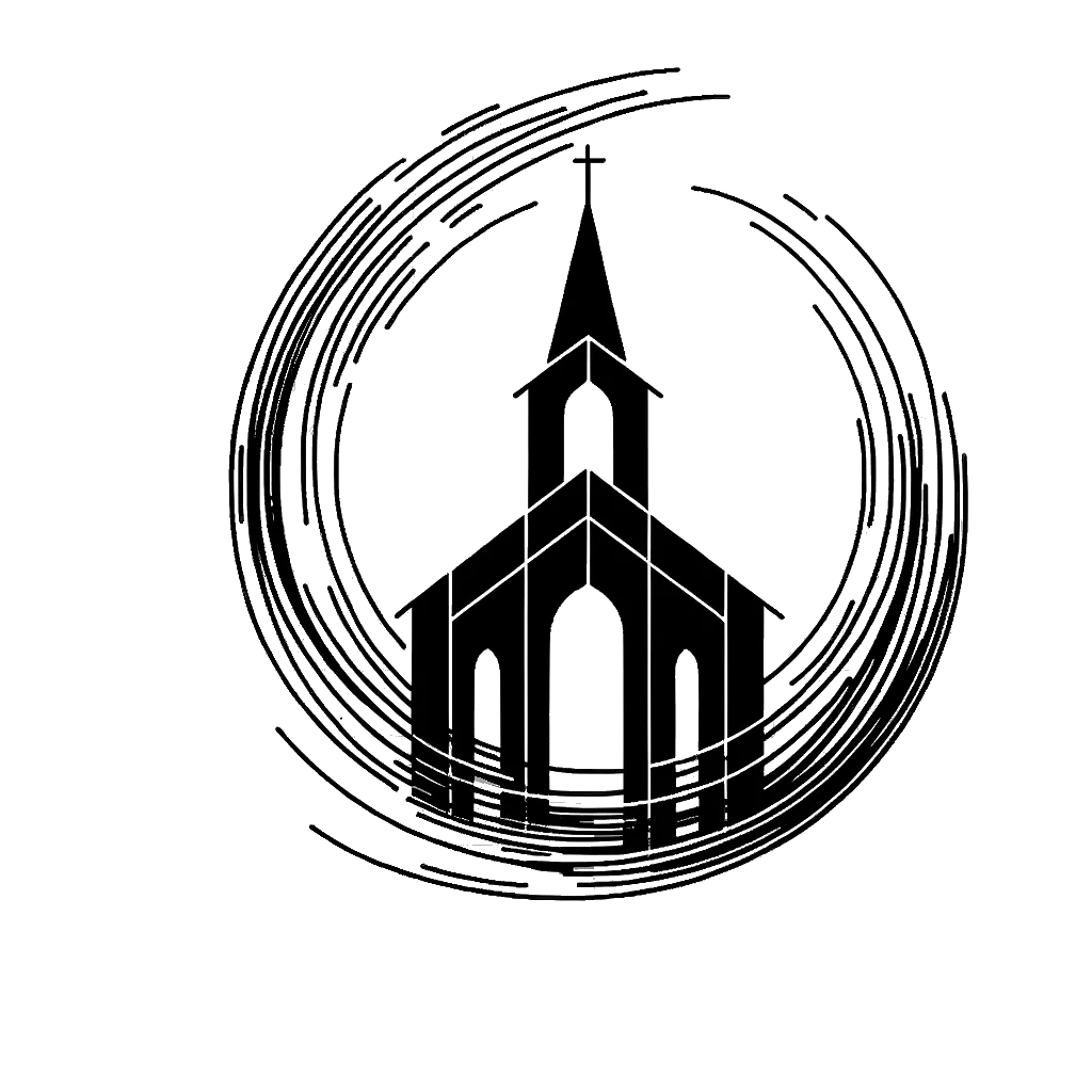 un dibujo de una iglesia representando el tema de Iglesia en blanco y negro.