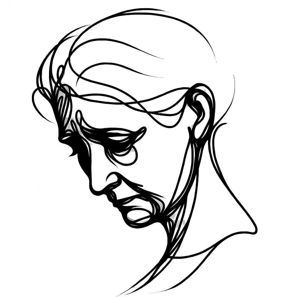 un dibujo de una mujer mayor que se ve realmente triste representando el tema de Infelicidad en blanco y negro.