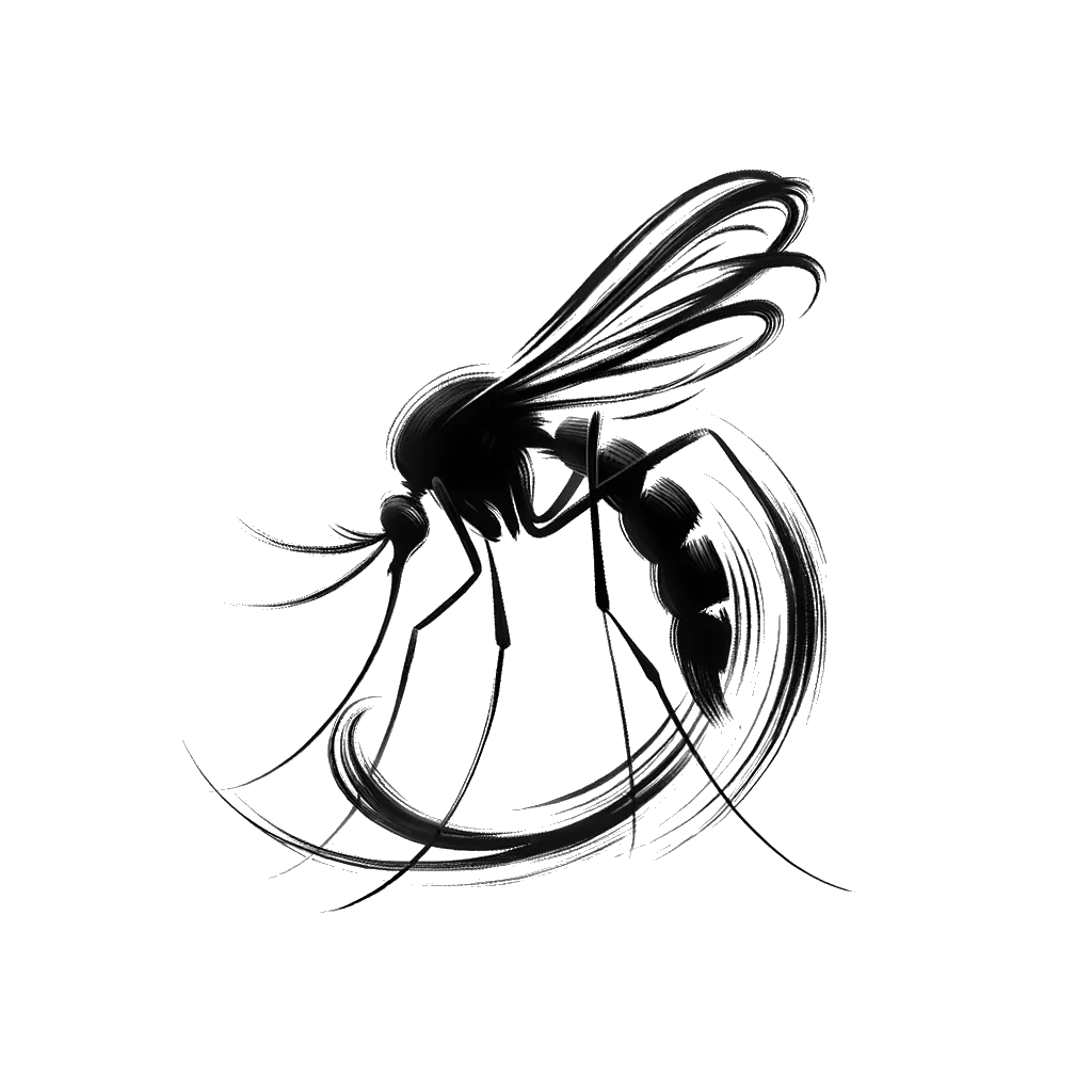 un dibujo de un mosquito chupando sangre representando el tema de Irritación en blanco y negro.
