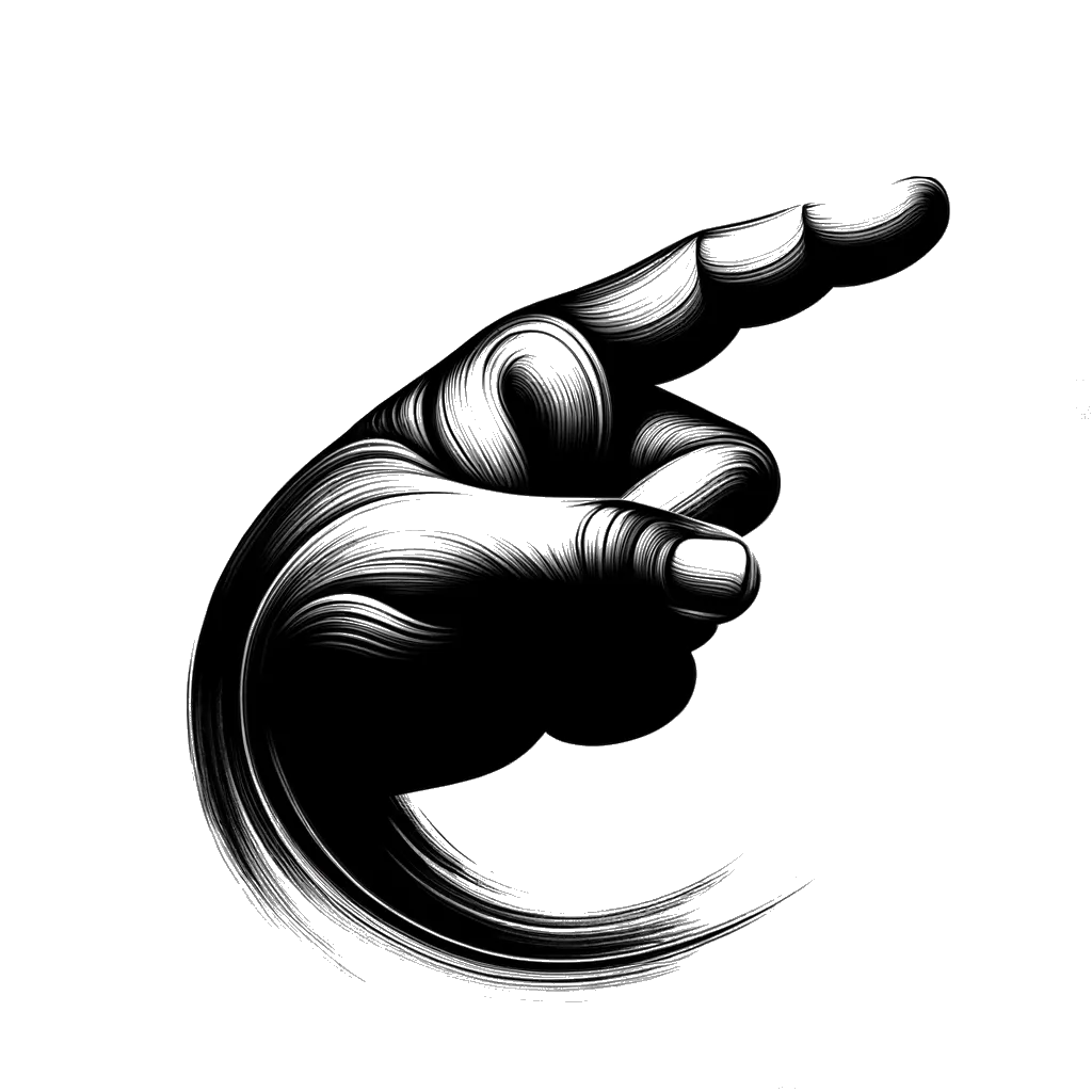 un dibujo de un dedo índice señalador representando el tema de Juzgar a los Demás en blanco y negro.