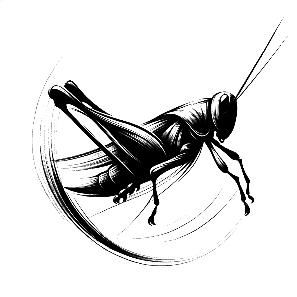 un dibujo de un saltamontes representando el tema de Langostas en blanco y negro.