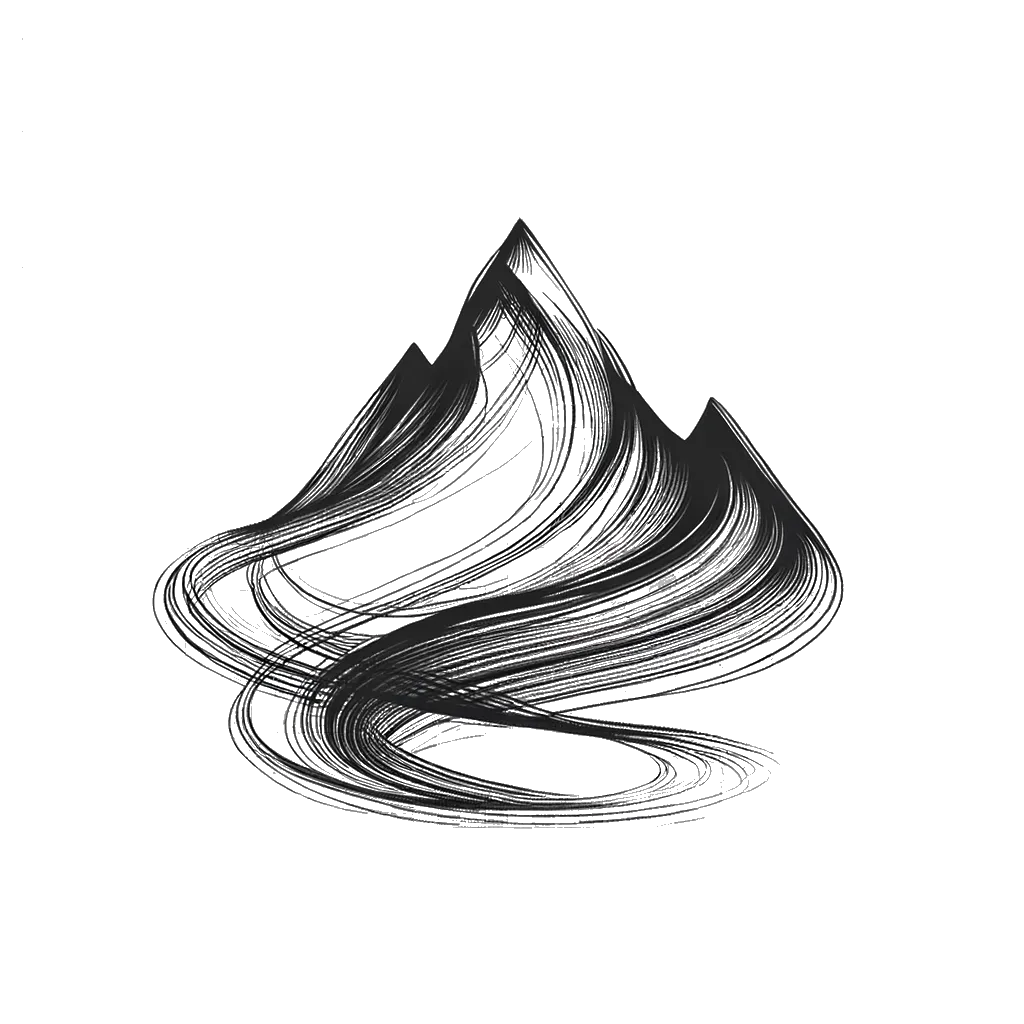 un dibujo de una cumbre de montaña representando el tema de Logro en blanco y negro.