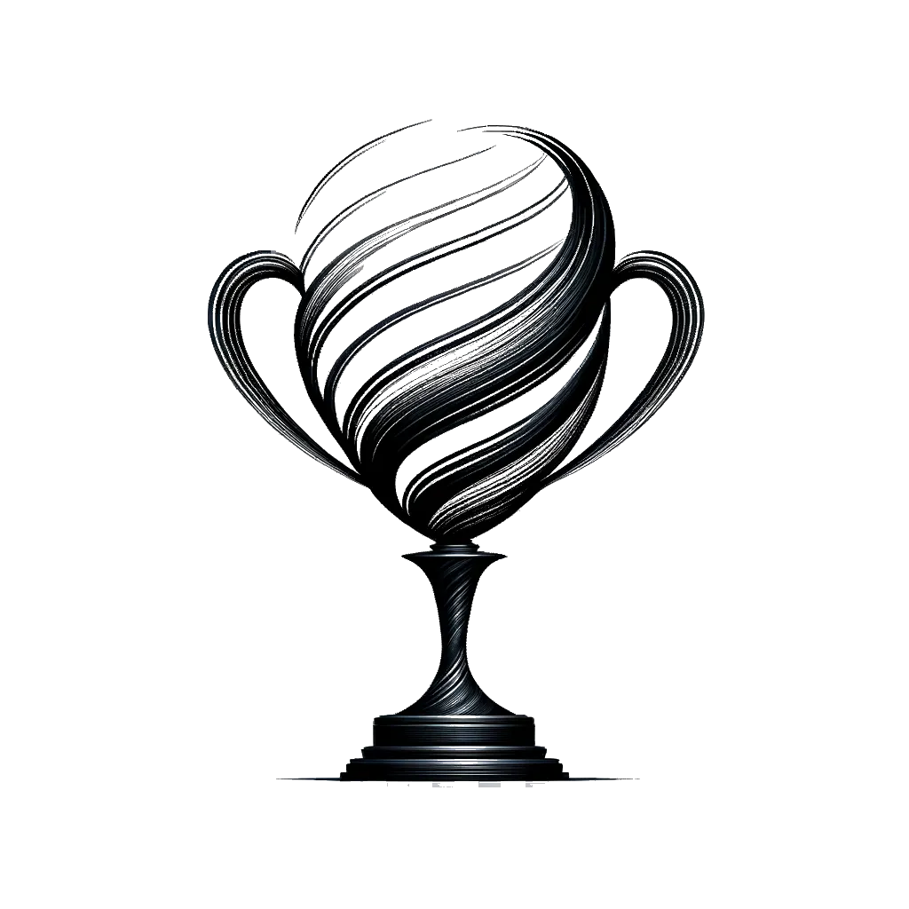 un dibujo de una copa trofeo representando el tema de Logro de Metas en blanco y negro.