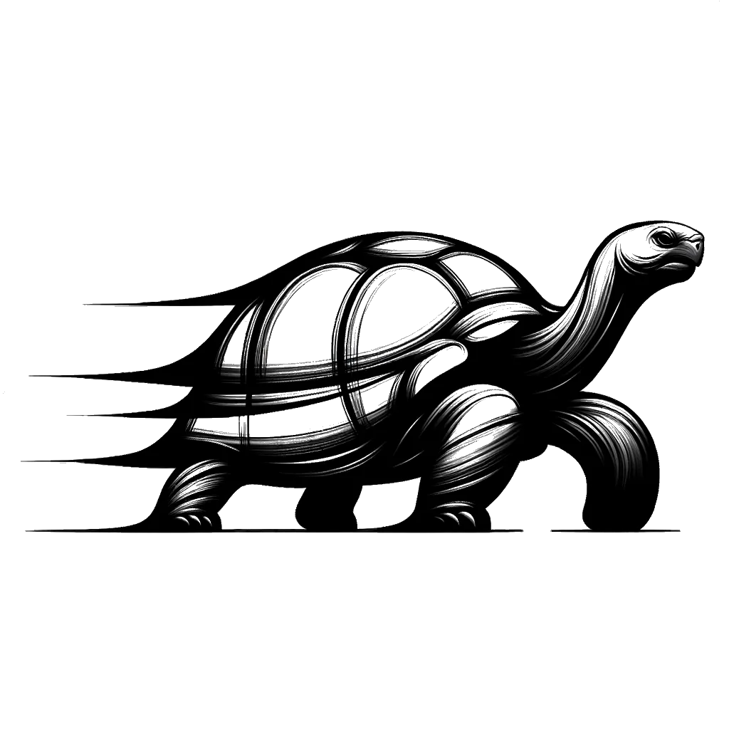 un dibujo de una tortuga gigante representando el tema de Longevidad en blanco y negro.