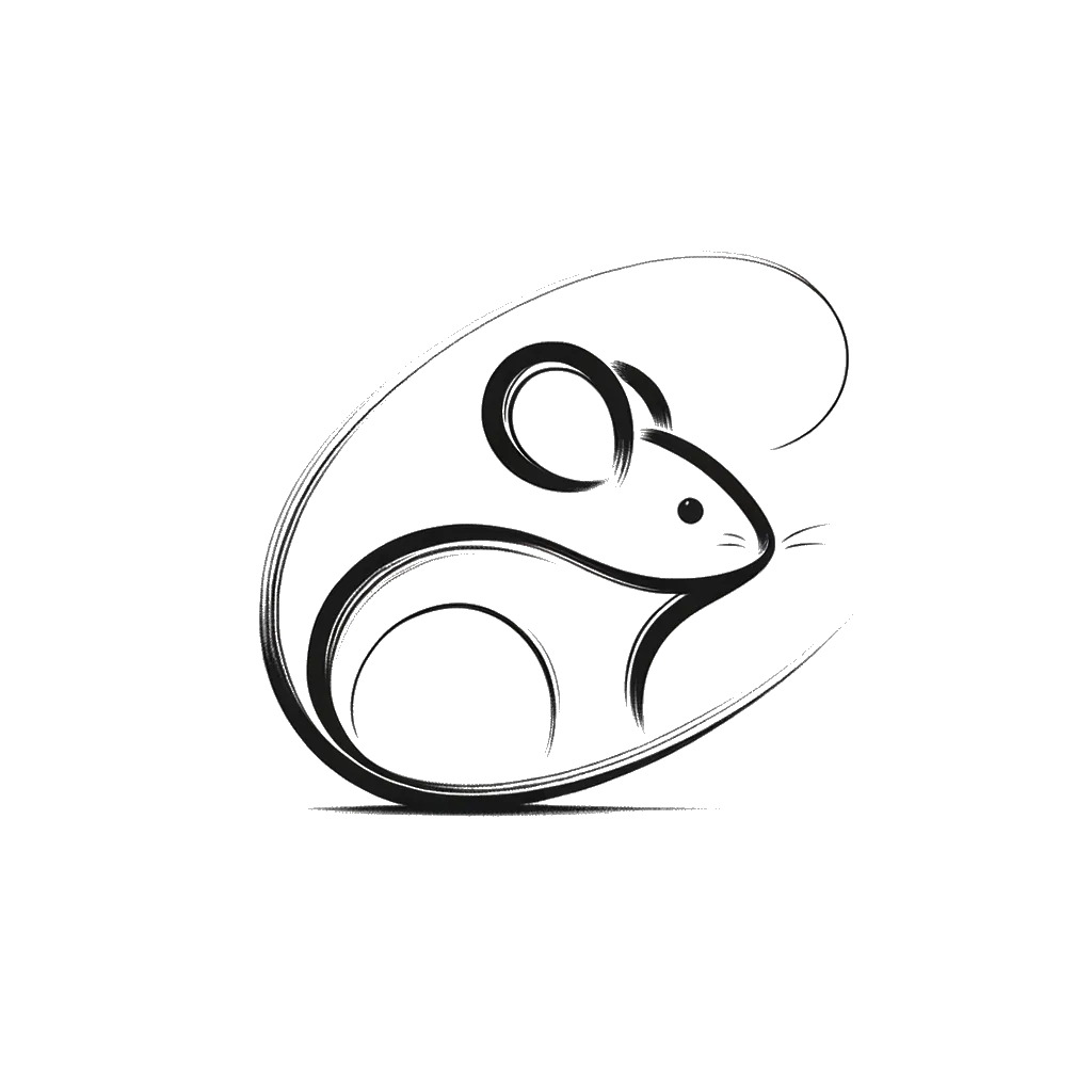 un dibujo de un ratón un poco manso representando el tema de Mansedumbre en blanco y negro.