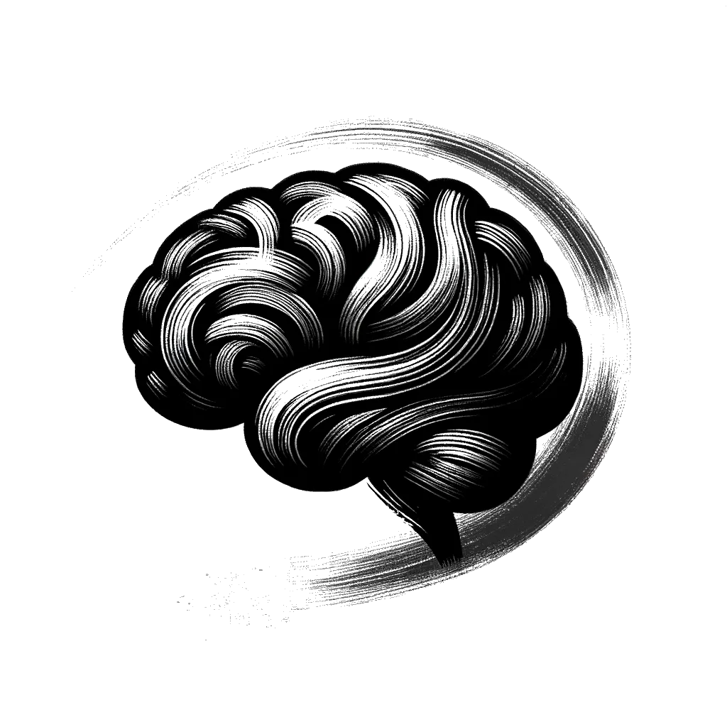 un dibujo de un cerebro representando el tema de Memoria en blanco y negro.