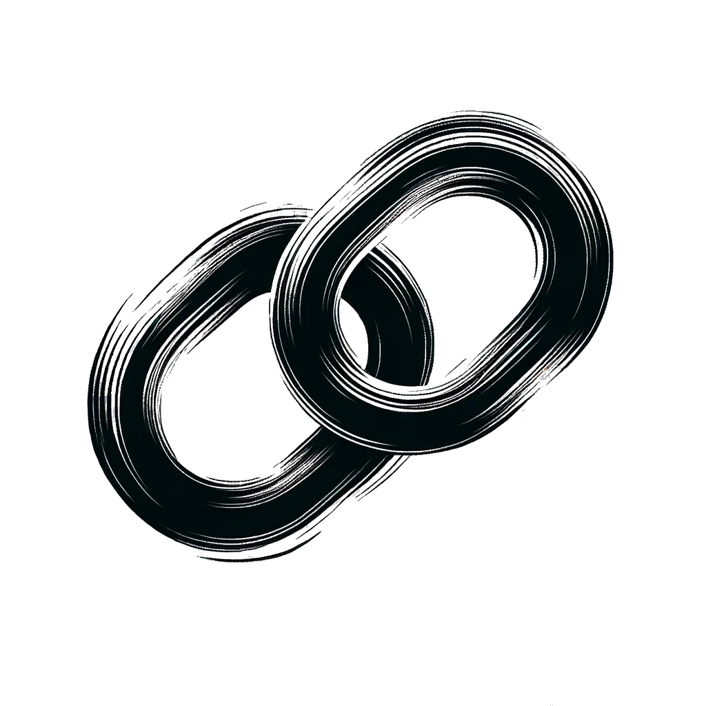 un dibujo de dos enlaces en una cadena representando el tema de Metáforas en blanco y negro.