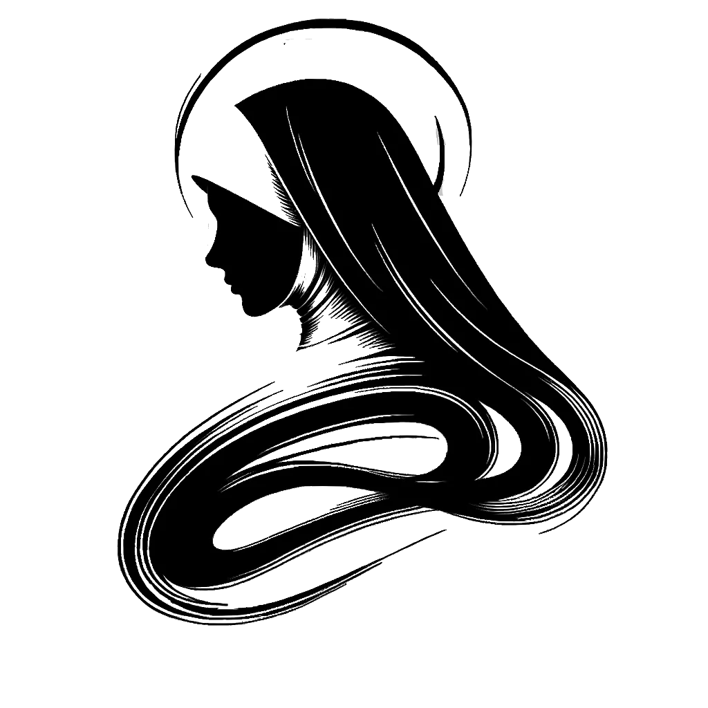 un dibujo de una monja cristiana representando el tema de Morales en blanco y negro.