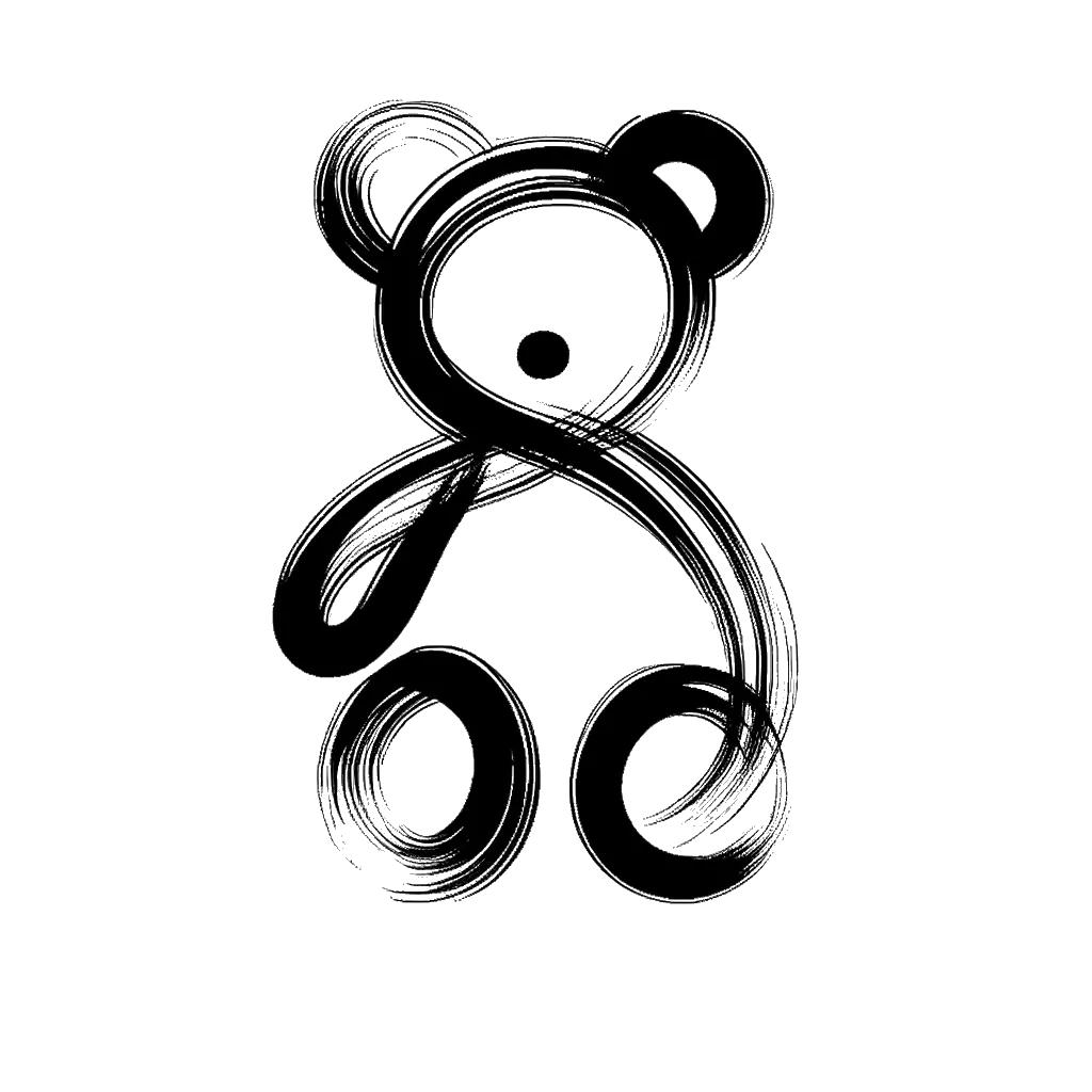 un dibujo de un osito de peluche representando el tema de Niño en blanco y negro.
