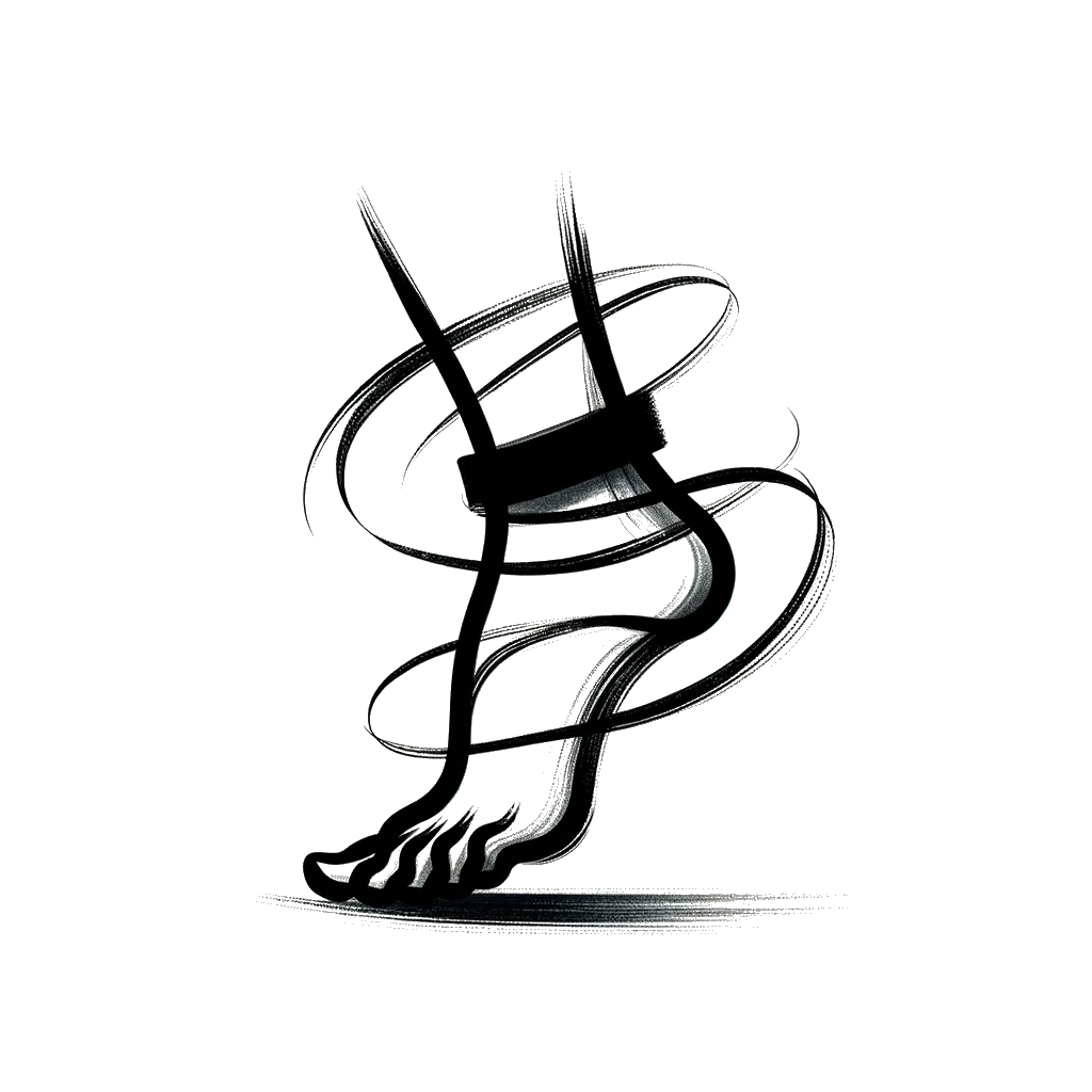 un dibujo de tobillos encadenados representando el tema de Opresión en blanco y negro.