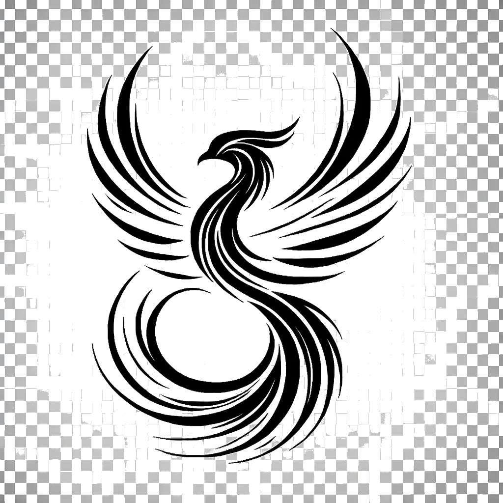 un dibujo de un fénix representando el tema de Otra Vida en blanco y negro.