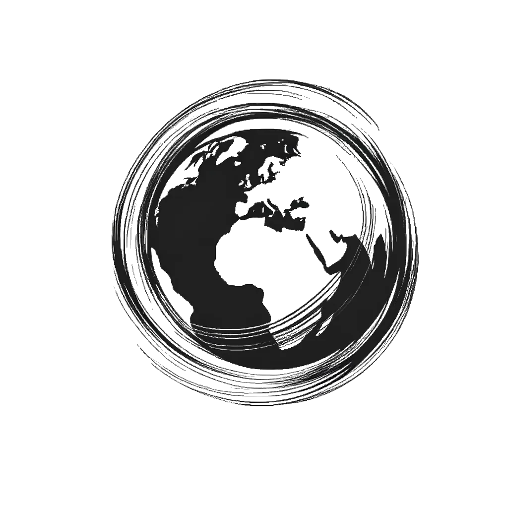 un dibujo de planeta Tierra representando el tema de Planeta Tierra en blanco y negro.