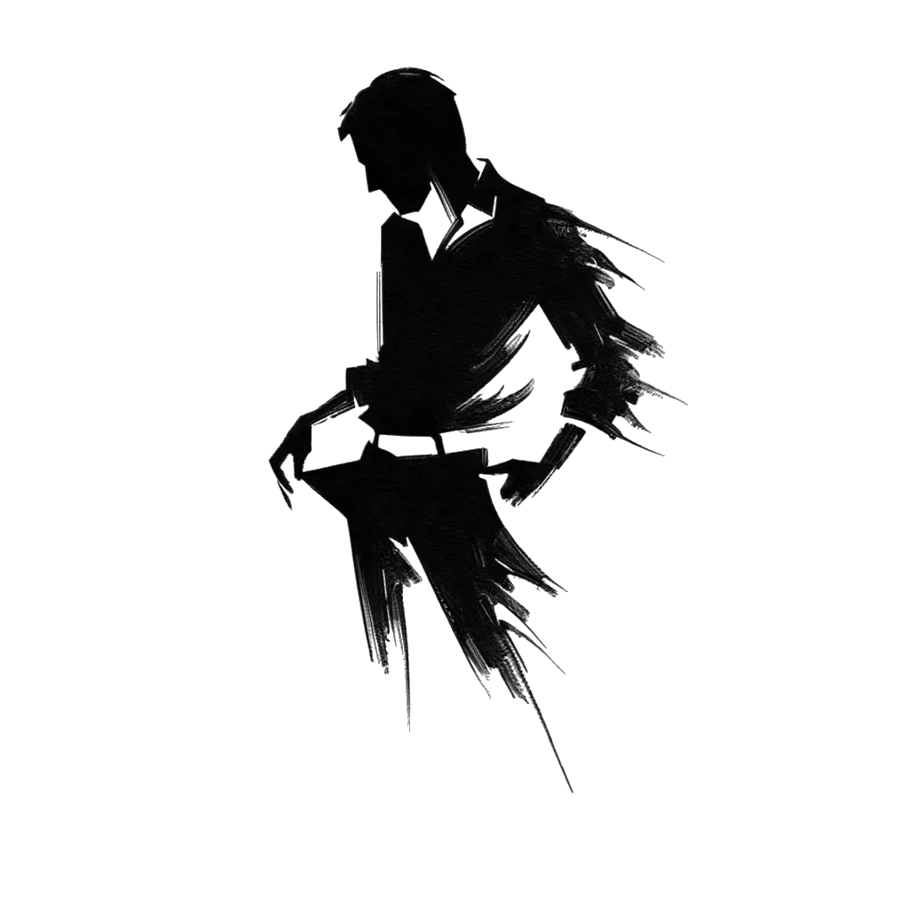 un dibujo de un hombre blanco vaciando sus bolsillos representando el tema de Posesión en blanco y negro.