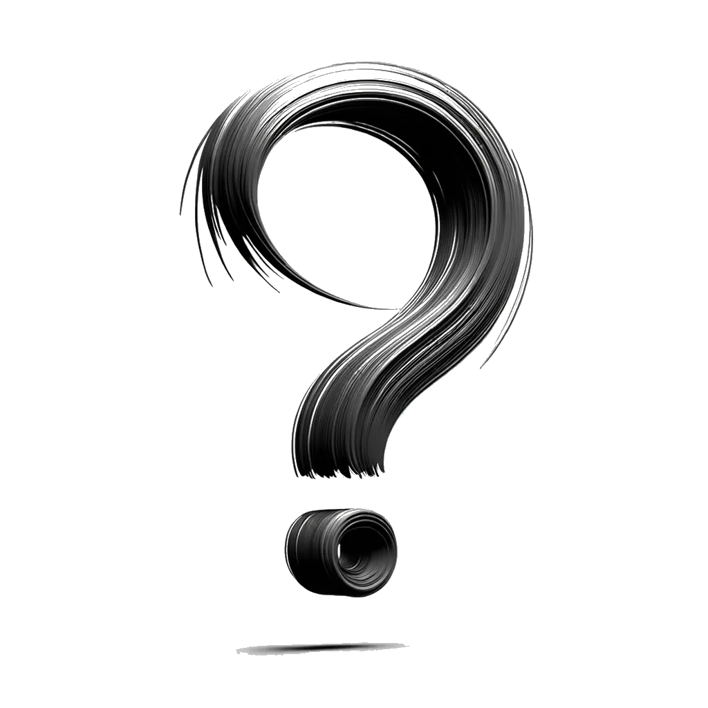 un dibujo de un signo de interrogación en 3D representando el tema de Predicciones del Futuro en blanco y negro.