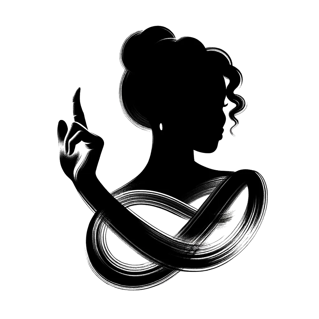 un dibujo de una mujer moviendo el dedo como si dijera que no representando el tema de Presunciones en blanco y negro.