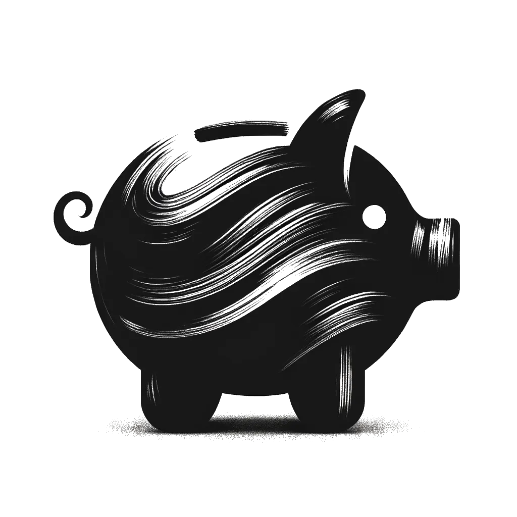 un dibujo de una alcancía en blanco y negro representando el tema de Presupuestando en blanco y negro.
