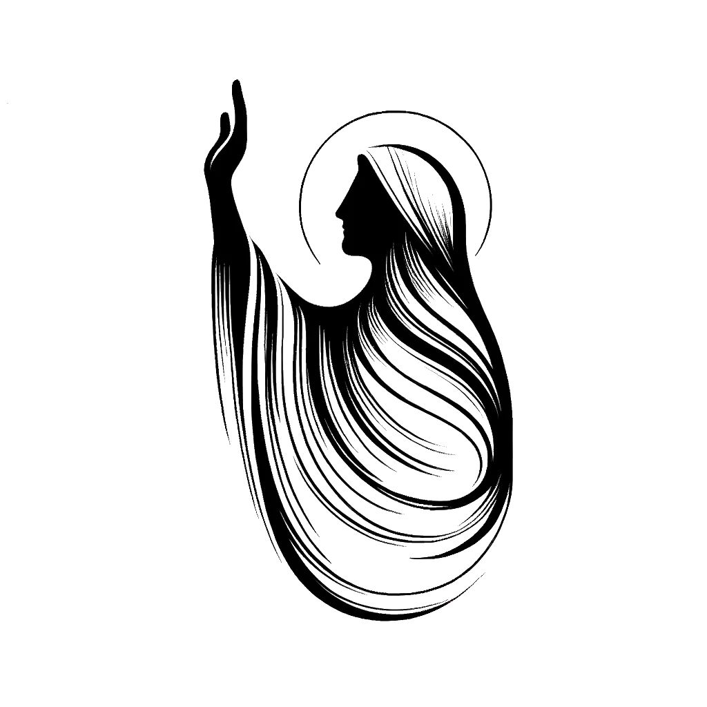 un dibujo de Jesús levantando una mano. representando el tema de Protección Divina en blanco y negro.