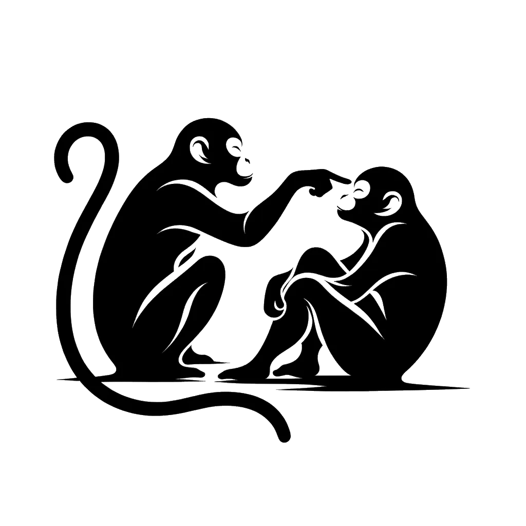 un dibujo de un mono metiendo el dedo en otro mono que intenta dormir representando el tema de Provocación en blanco y negro.