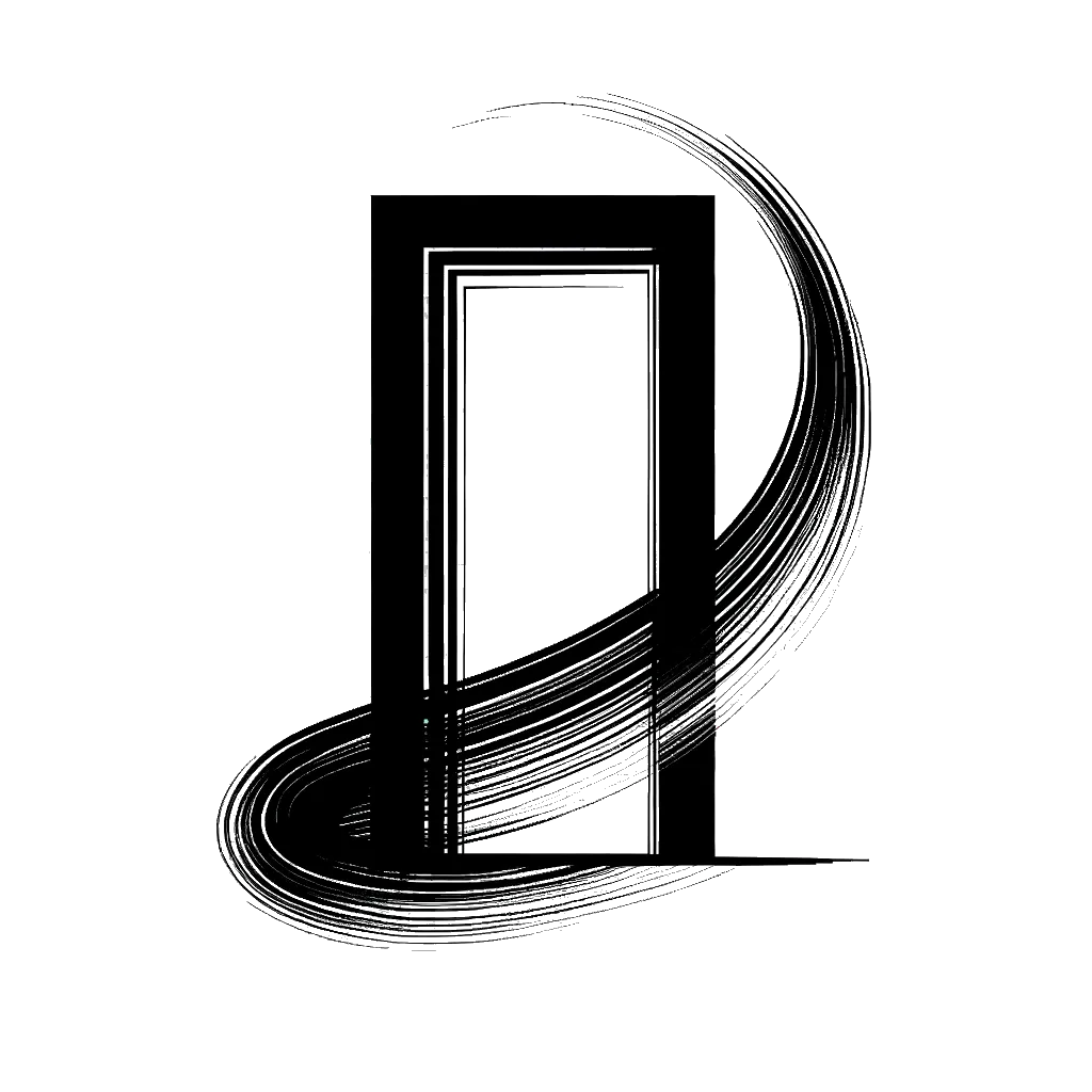 un dibujo de una puerta representando el tema de Puerta en blanco y negro.