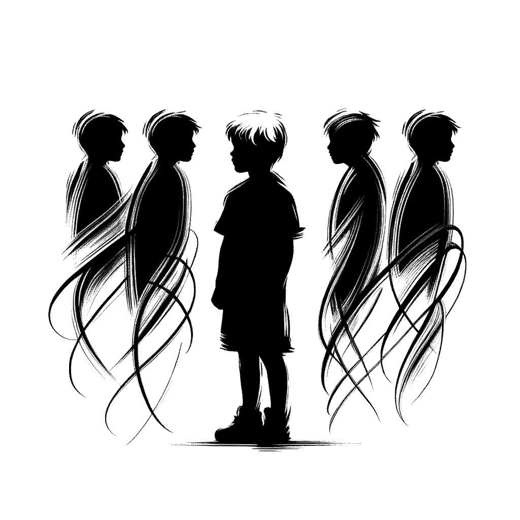 un dibujo de Un niño se encontraba separado de un grupo de niños. representando el tema de Puesto Aparte en blanco y negro.