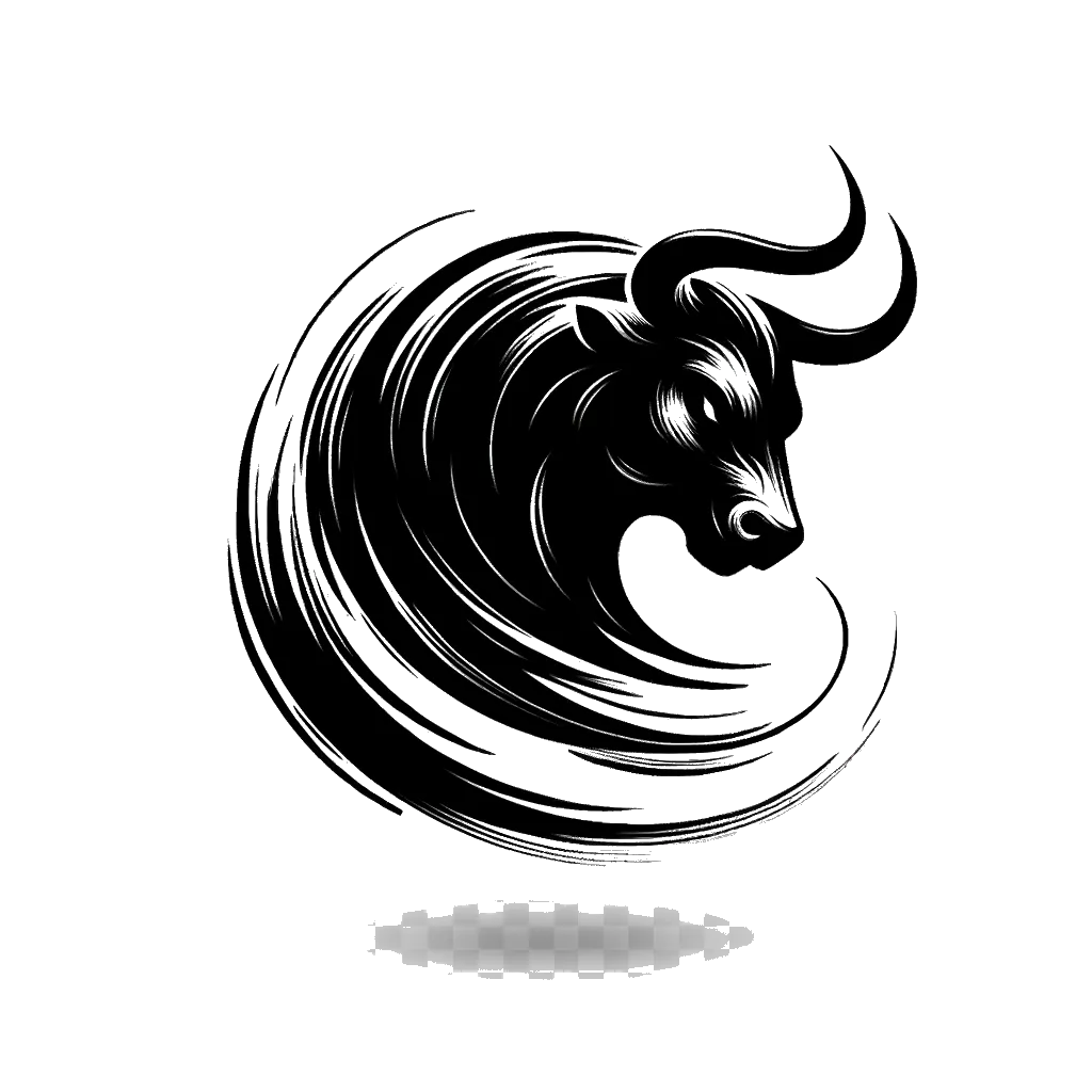 un dibujo de un toro furioso representando el tema de Rabia en blanco y negro.