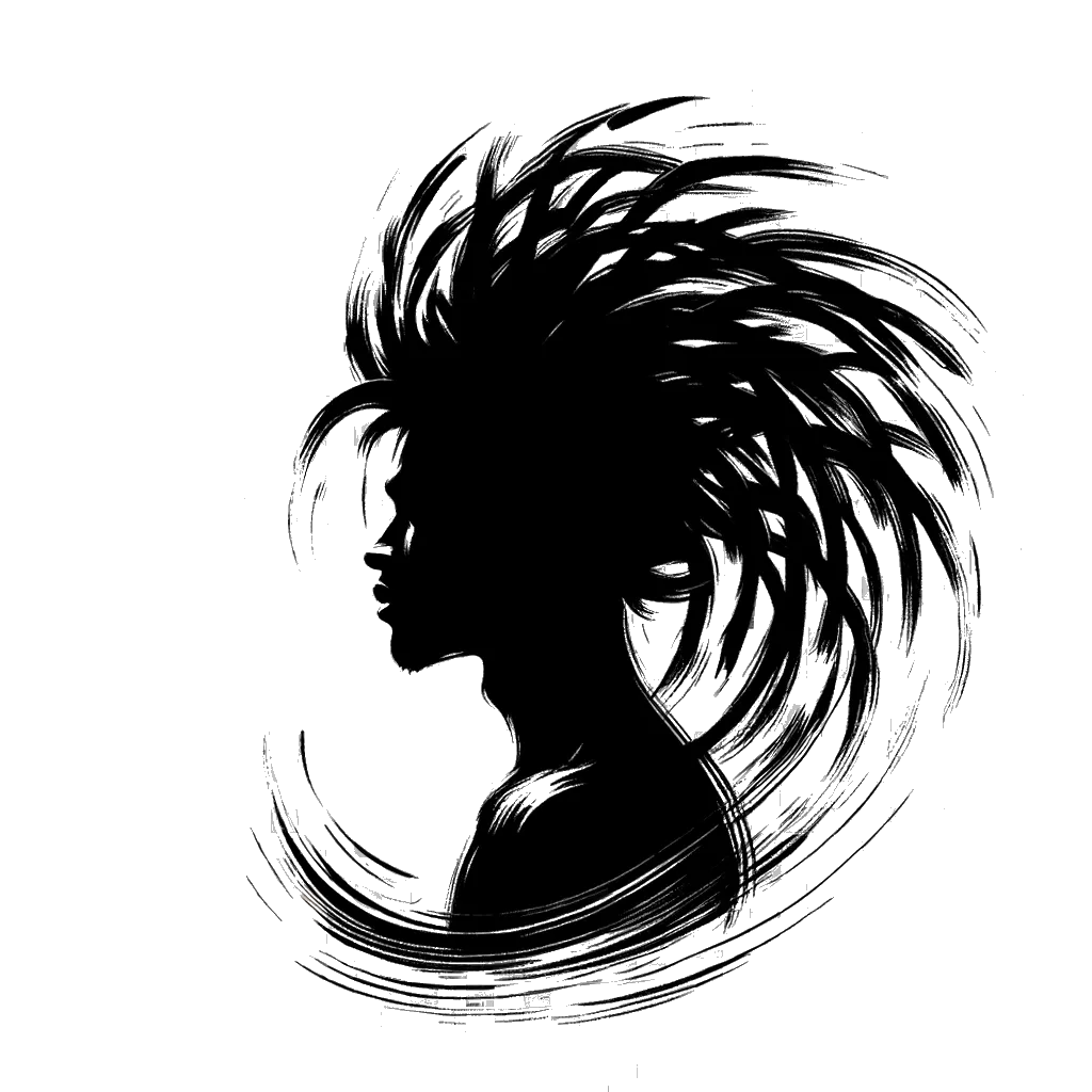 un dibujo de un hombre con rastas representando el tema de Rastas en blanco y negro.