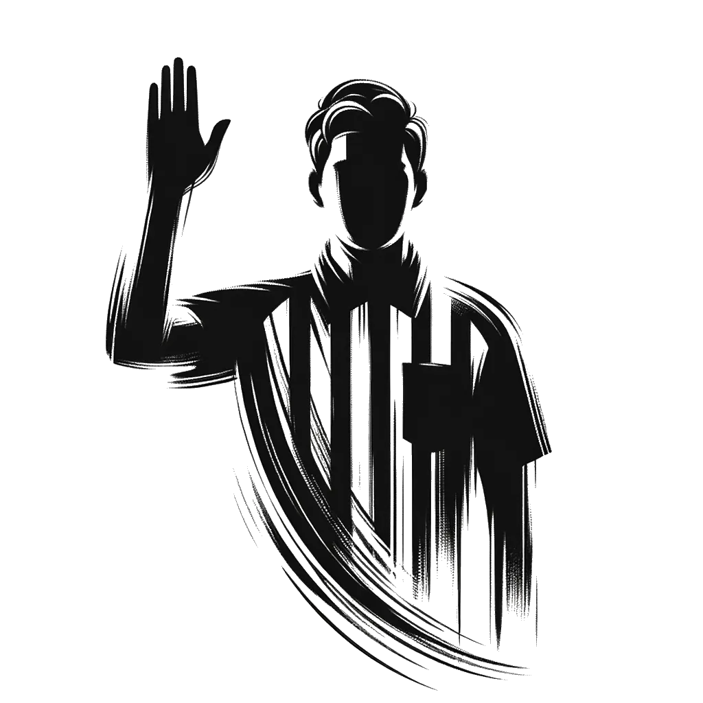 un dibujo de Árbitro de fútbol americano masculino levantando la mano. representando el tema de Reglas en blanco y negro.