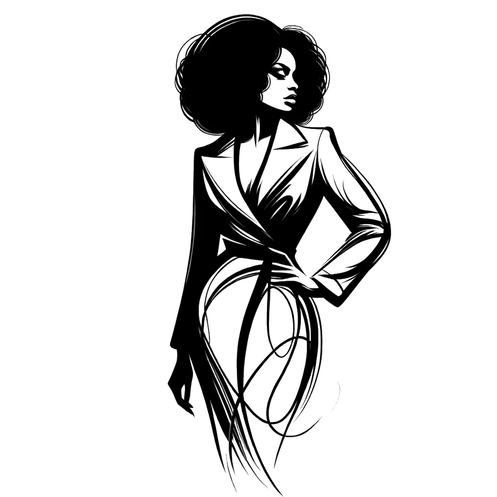 un dibujo de una mujer mayor vestida muy elegantemente representando el tema de Respeto a ti Mismo en blanco y negro.