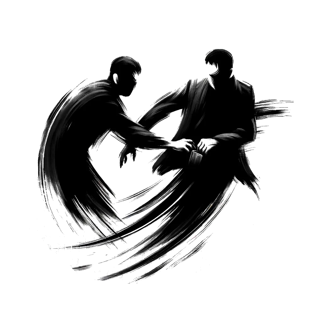un dibujo de un hombre sacando algo del bolsillo de otro hombre sin que éste se dé cuenta representando el tema de Robando en blanco y negro.