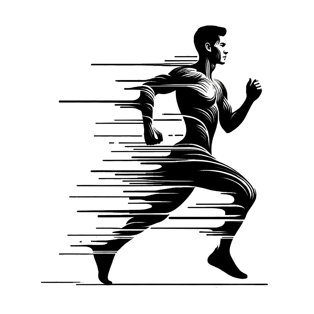 un dibujo de un hombre corriendo representando el tema de Salud Física en blanco y negro.