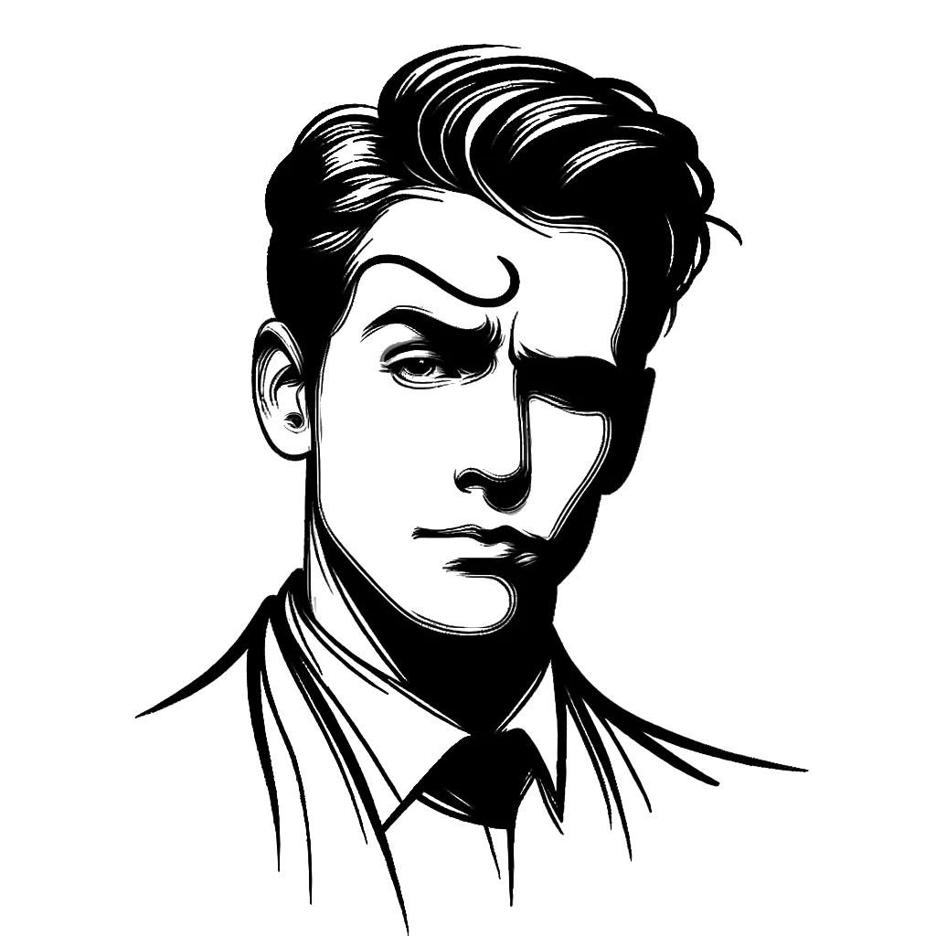 un dibujo de un hombre levantando una ceja representando el tema de Sarcasmo en blanco y negro.