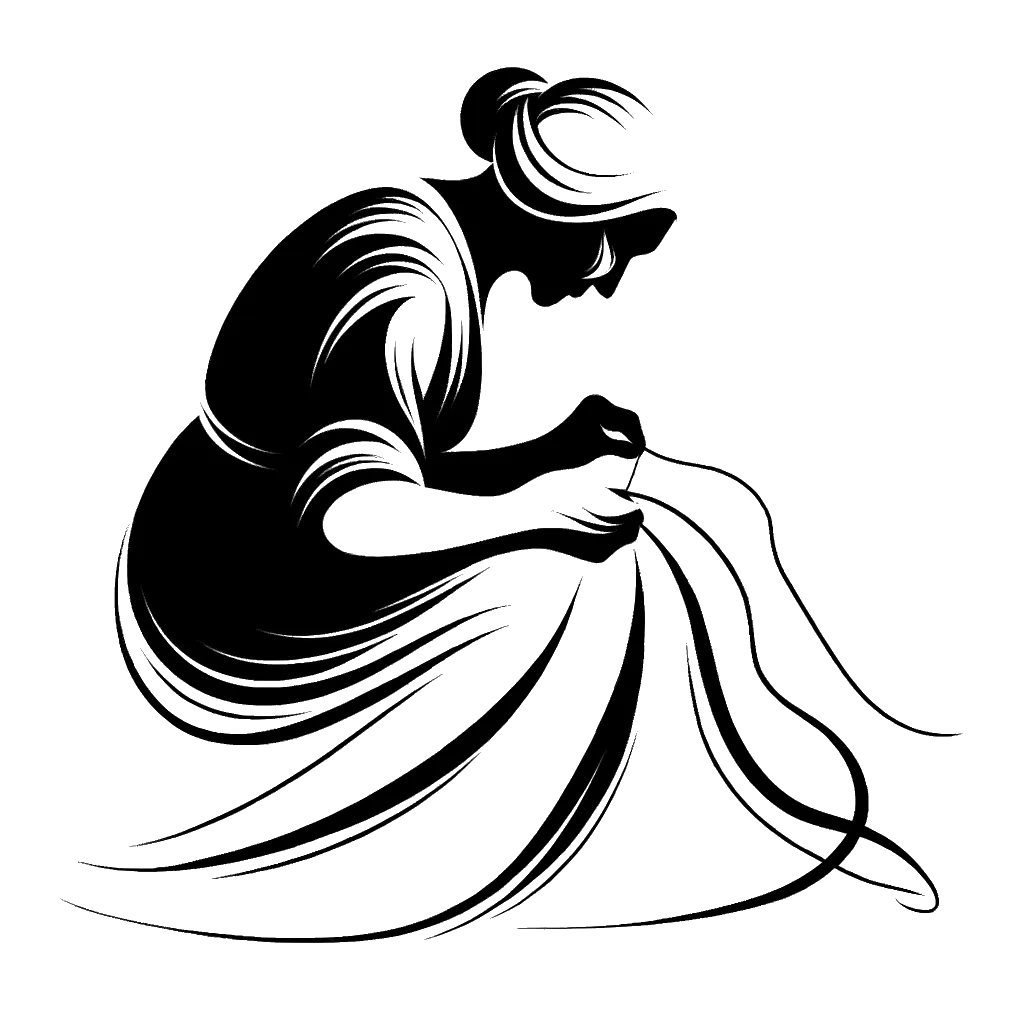 un dibujo de una anciana sembrando representando el tema de Sembrando en blanco y negro.