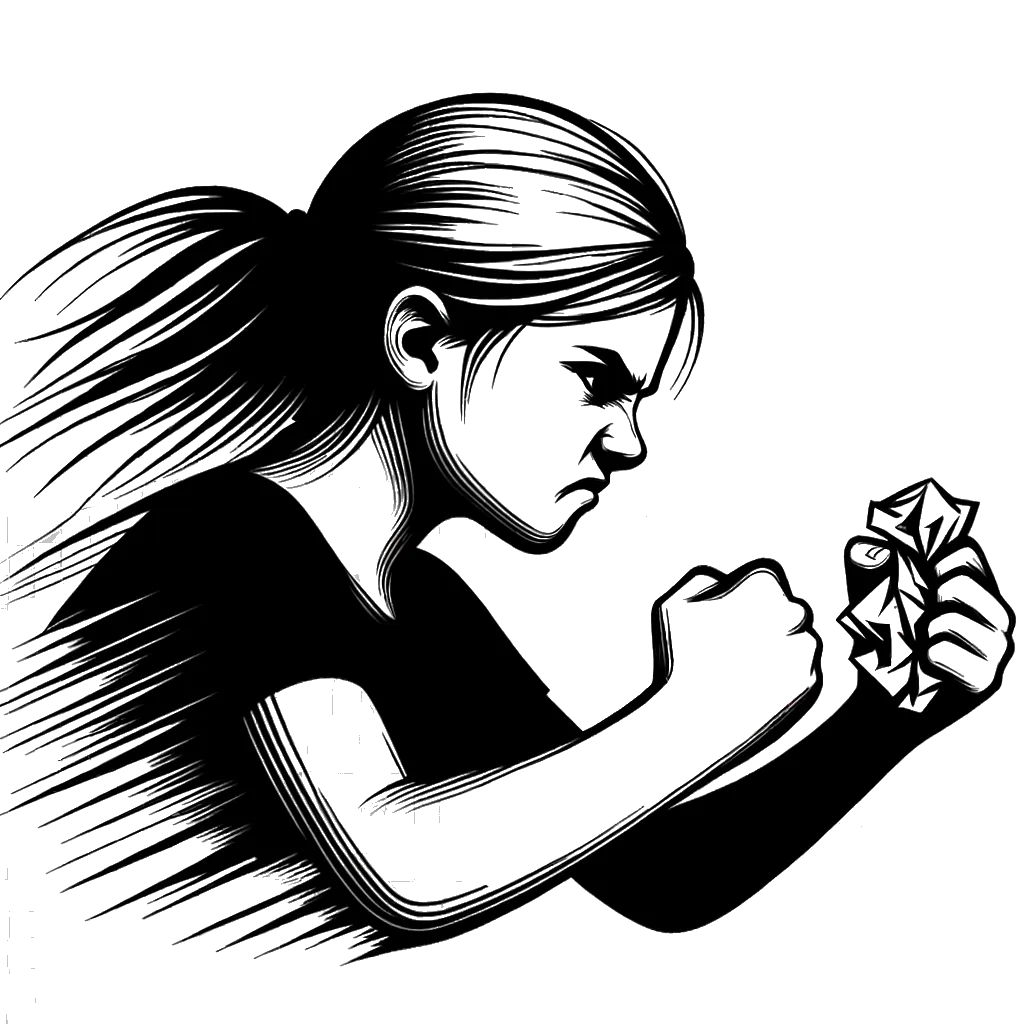 un dibujo de una niña tirando un regalo envuelto al cubo de basura representando el tema de Ser Ingrato en blanco y negro.