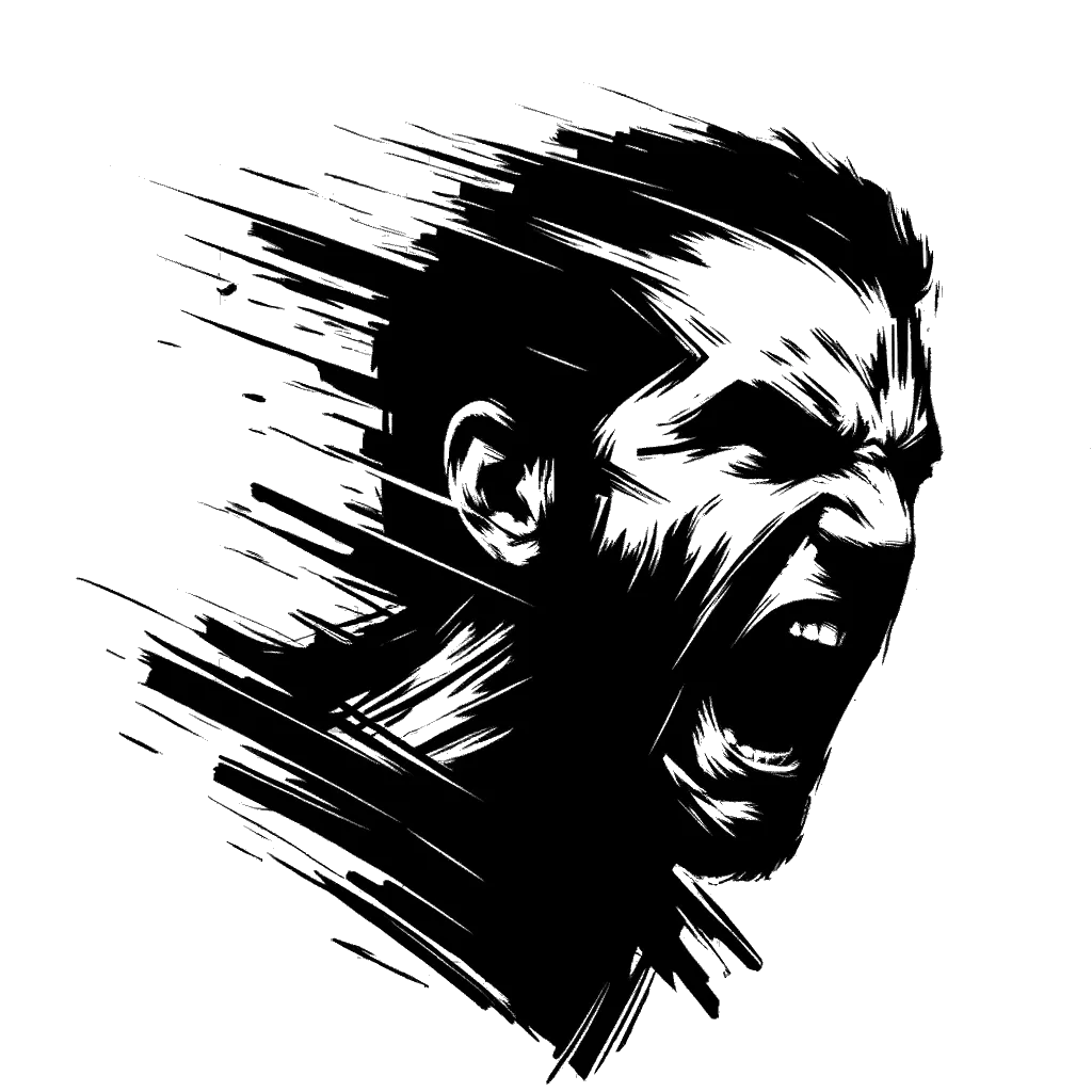 un dibujo de un hombre que parece estar a punto de explotar de ira representando el tema de Ser Probado en blanco y negro.