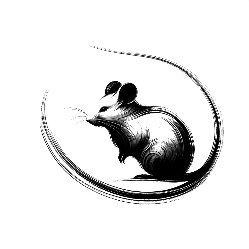 un dibujo de un ratón de aspecto tímido representando el tema de Ser Tímida en blanco y negro.