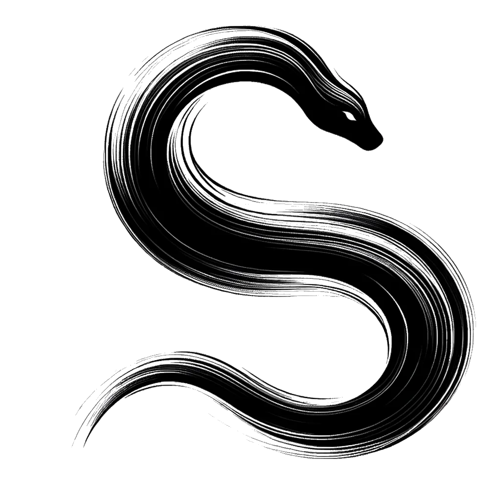 un dibujo de una serpiente ultra representando el tema de Serpiente en blanco y negro.