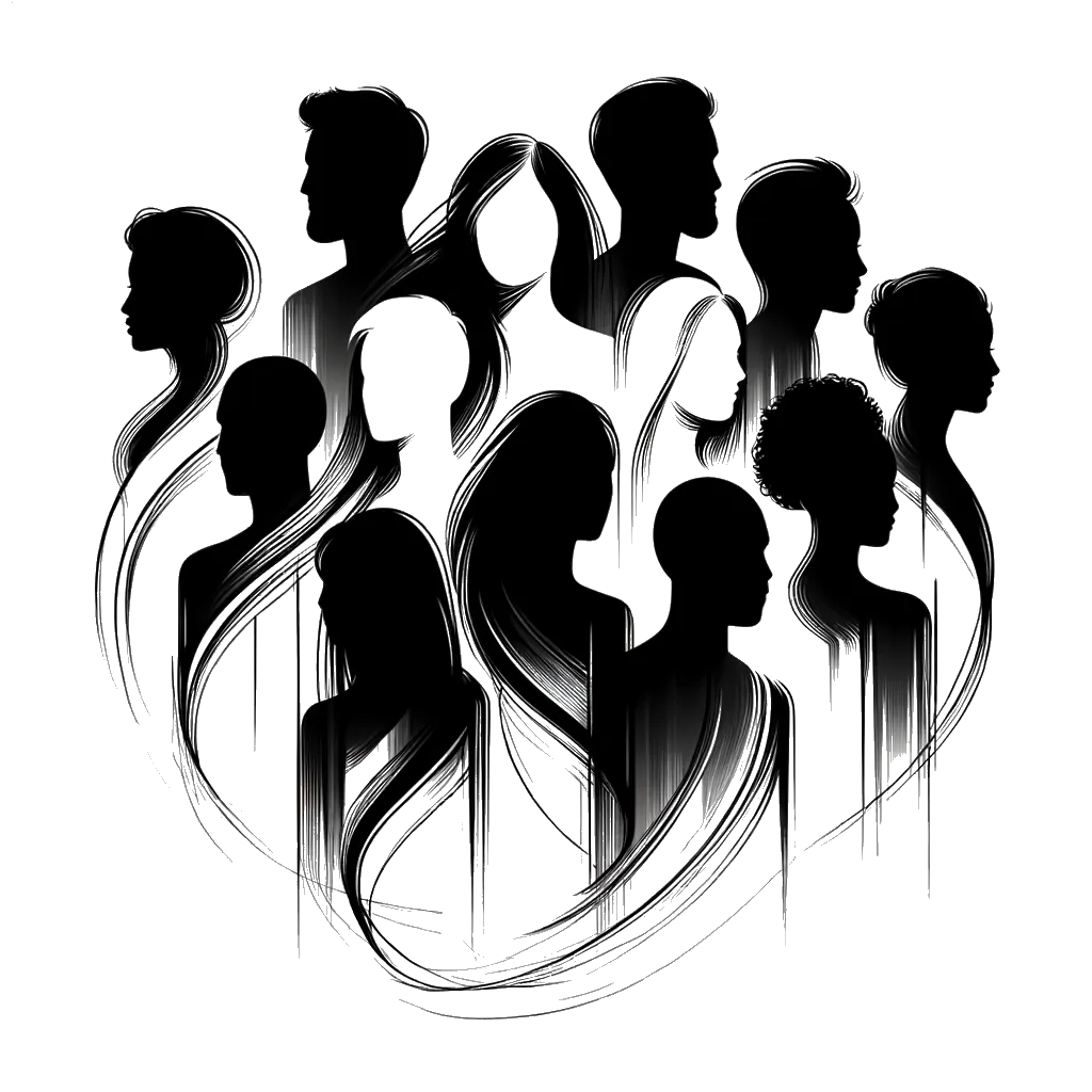 un dibujo de un grupo de personas representando el tema de Social en blanco y negro.