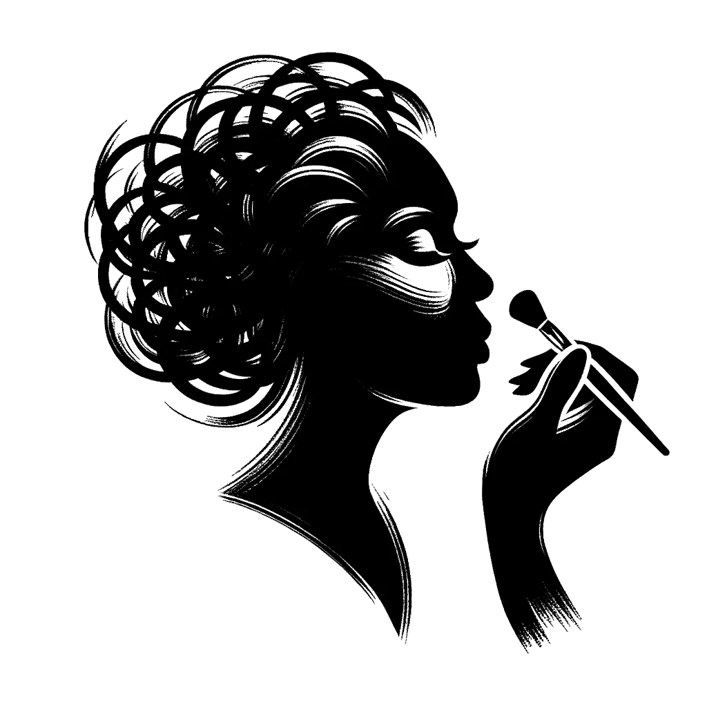 un dibujo de una mujer mayor aplicándose maquillaje representando el tema de Valorarse a uno Mismo en blanco y negro.