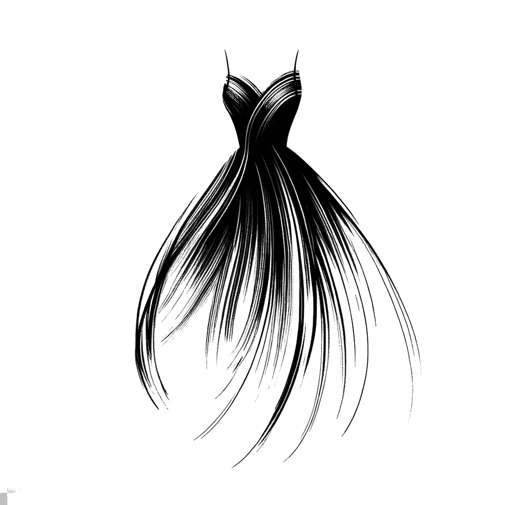un dibujo de un vestido representando el tema de Vestido en blanco y negro.